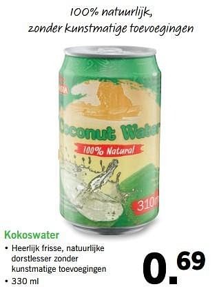 Aanbiedingen Kokoswater - Vitasia - Geldig van 08/05/2017 tot 14/05/2017 bij Lidl