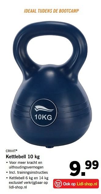 Aanbiedingen Kettlebell 10 kg - Crivit - Geldig van 08/05/2017 tot 14/05/2017 bij Lidl