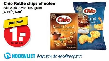 Aanbiedingen Chio kettle chips of noten - Chio - Geldig van 10/05/2017 tot 16/05/2017 bij Hoogvliet