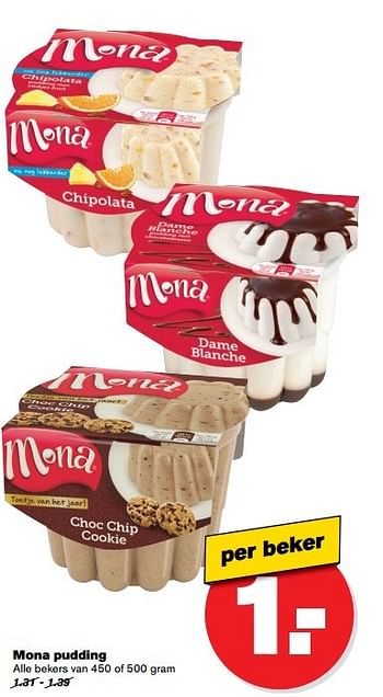 Aanbiedingen Mona pudding - Mona - Geldig van 10/05/2017 tot 16/05/2017 bij Hoogvliet