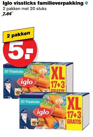 Aanbiedingen Iglo vissticks familieverpakking - Iglo - Geldig van 10/05/2017 tot 16/05/2017 bij Hoogvliet