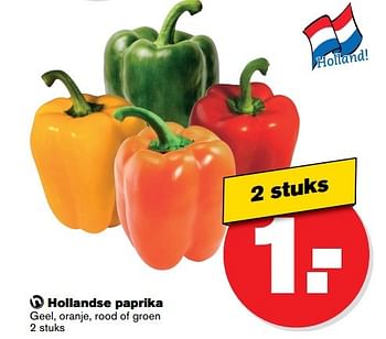 Aanbiedingen Hollandse paprika geel, oranje, rood of groen - Huismerk - Hoogvliet - Geldig van 10/05/2017 tot 16/05/2017 bij Hoogvliet