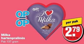 Aanbiedingen Milka hartenpralinés - Milka - Geldig van 10/05/2017 tot 16/05/2017 bij Hoogvliet