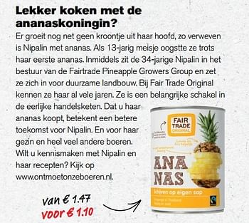 Aanbiedingen Lekker koken met de ananaskoningin - Fair Trade - Geldig van 10/05/2017 tot 16/05/2017 bij Hoogvliet