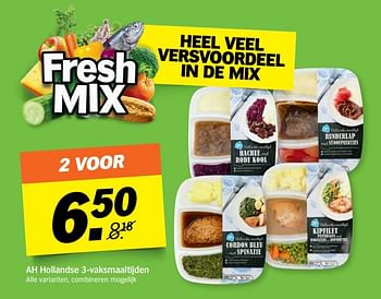 Aanbiedingen Ah hollandse 3-vaksmaaltijden - Huismerk - Albert Heijn - Geldig van 08/05/2017 tot 14/05/2017 bij Albert Heijn