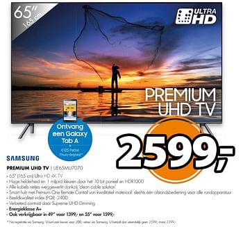 Aanbiedingen Samsung premium uhd tv ue65mu7070 - Samsung - Geldig van 07/05/2017 tot 14/05/2017 bij Expert