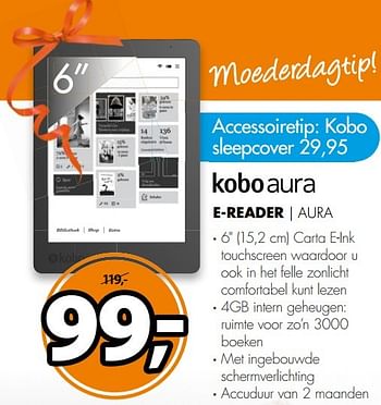 Aanbiedingen Kobo aura e-reader aura - Kobo - Geldig van 07/05/2017 tot 14/05/2017 bij Expert