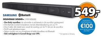 Aanbiedingen Samsung bluetooth soundbar sound+ hw-ms650 - Samsung - Geldig van 08/05/2017 tot 14/05/2017 bij Expert