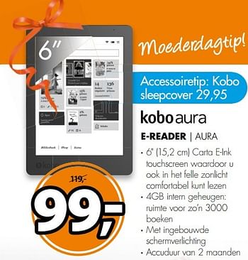 Aanbiedingen Kobo aura e-reader aura - Kobo - Geldig van 08/05/2017 tot 14/05/2017 bij Expert