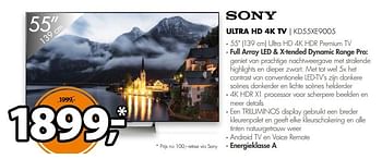 Aanbiedingen Sony ultra hd 4k tv i kd55xe9005 - Sony - Geldig van 08/05/2017 tot 14/05/2017 bij Expert