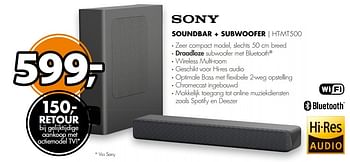 Aanbiedingen Sony soundbar + subwoofer i ht-m 500 - Sony - Geldig van 08/05/2017 tot 14/05/2017 bij Expert