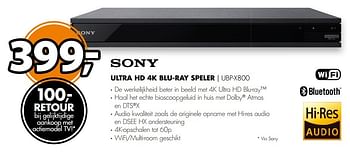 Aanbiedingen Sony ultra hd 4k blu-ray speler i ubp-x800 - Sony - Geldig van 08/05/2017 tot 14/05/2017 bij Expert
