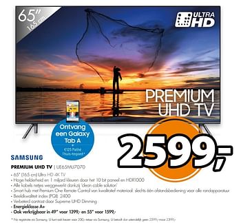Aanbiedingen Samsung premium uhd tv i ue65mu7070 - Samsung - Geldig van 08/05/2017 tot 14/05/2017 bij Expert