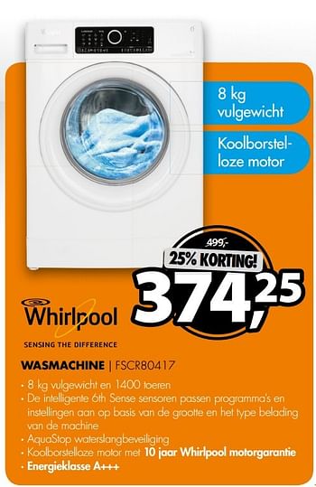 Aanbiedingen Whirlpool wasmachine fscr80417 - Whirlpool - Geldig van 08/05/2017 tot 14/05/2017 bij Expert