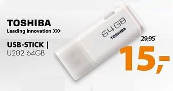 Aanbiedingen Toshiba usb-stick u202 64gb - Toshiba - Geldig van 08/05/2017 tot 14/05/2017 bij Expert