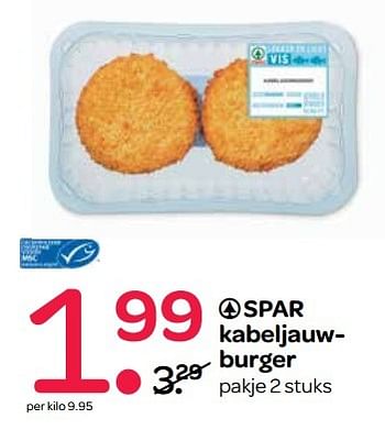 Aanbiedingen Spar kabeljauwburger - Spar - Geldig van 04/05/2017 tot 17/05/2017 bij Spar
