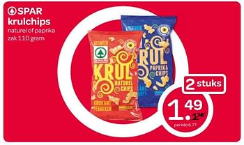 Aanbiedingen Spar krulchips naturel of paprika - Spar - Geldig van 04/05/2017 tot 17/05/2017 bij Spar