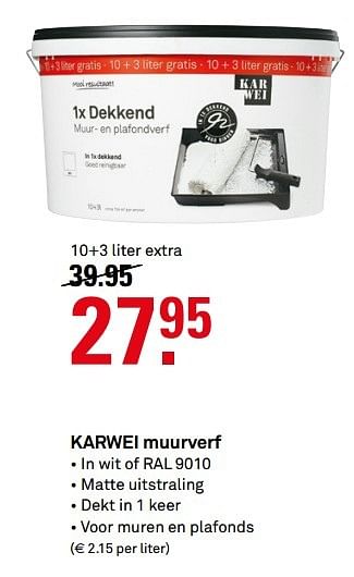 Aanbiedingen Karwei muurverf - Huismerk Karwei - Geldig van 08/05/2017 tot 14/05/2017 bij Karwei