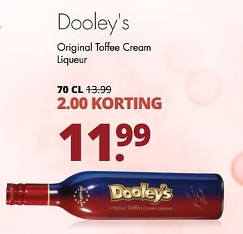 Aanbiedingen Dooley`s original toffee cream liqueur - Dooley's - Geldig van 08/05/2017 tot 20/05/2017 bij Mitra