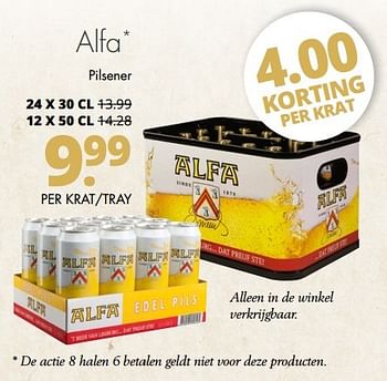 Aanbiedingen Alfa pilsener - Alfa - Geldig van 08/05/2017 tot 20/05/2017 bij Mitra