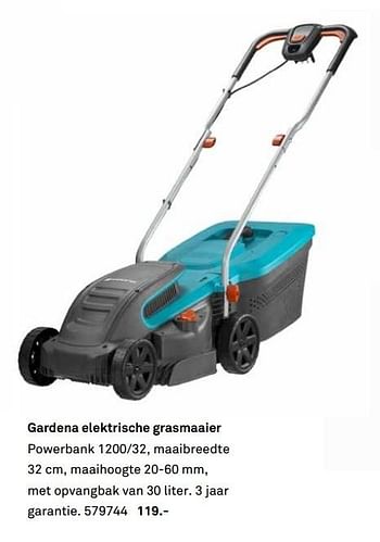 Aanbiedingen Gardena elektrische grasmaaier - Gardena - Geldig van 03/04/2017 tot 20/05/2017 bij Karwei
