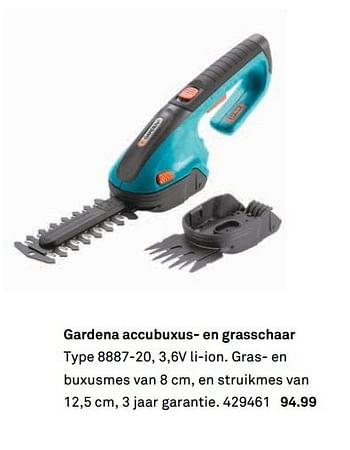 Aanbiedingen Gardena accubuxus- en grasschaar 8887-20 - Gardena - Geldig van 03/04/2017 tot 20/05/2017 bij Karwei