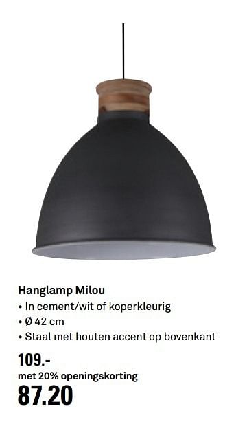 Aanbiedingen Hanglamp milou - Huismerk Karwei - Geldig van 10/05/2017 tot 14/05/2017 bij Karwei