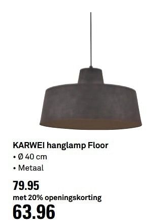 Aanbiedingen Karwei hanglamp floor - Huismerk Karwei - Geldig van 10/05/2017 tot 14/05/2017 bij Karwei