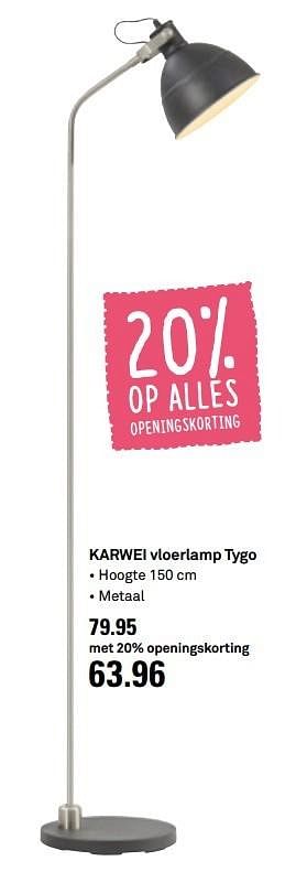 Aanbiedingen Karwei vloerlamp tygo - Huismerk Karwei - Geldig van 10/05/2017 tot 14/05/2017 bij Karwei