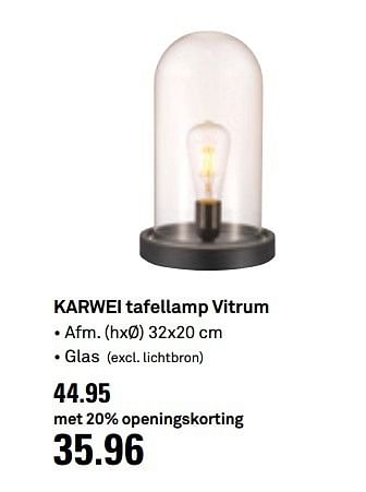 Aanbiedingen Karwei tafellamp vitrum - Huismerk Karwei - Geldig van 10/05/2017 tot 14/05/2017 bij Karwei