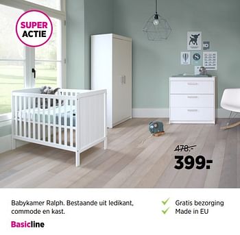 Aanbiedingen Babykamer ralph. bestaande uit ledikant, commode en kast - Basicline - Geldig van 28/04/2017 tot 22/05/2017 bij Babypark