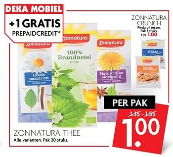 Aanbiedingen Zonnatura thee - Zonnatura - Geldig van 14/05/2017 tot 20/05/2017 bij Deka Markt