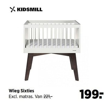 Aanbiedingen Wieg sixties - Kidsmill - Geldig van 28/04/2017 tot 22/05/2017 bij Babypark