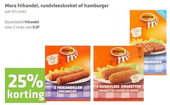 Aanbiedingen Mora frikandel, rundvleeskroket of hamburger - Mora - Geldig van 12/05/2017 tot 18/05/2017 bij Attent
