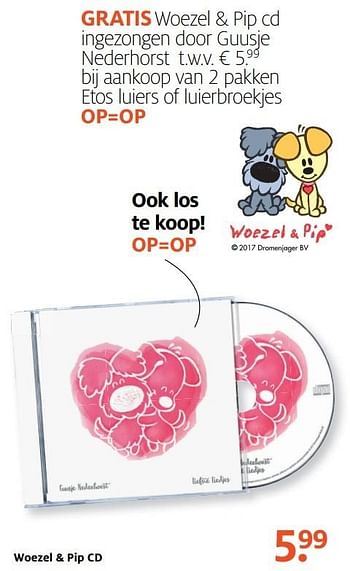 Aanbiedingen Woezel + pip cd - Woezel en Pip - Geldig van 08/05/2017 tot 21/05/2017 bij Etos
