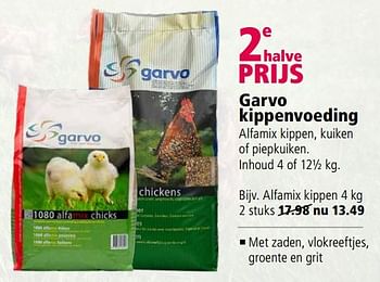 Aanbiedingen Garvo kippenvoeding alfamix - Garvo - Geldig van 08/05/2017 tot 21/05/2017 bij Welkoop