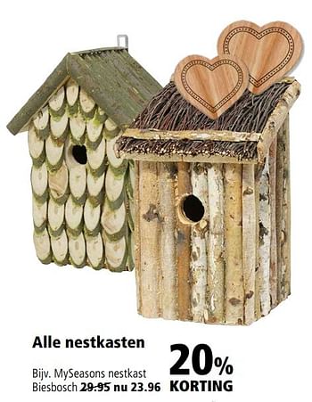 Aanbiedingen Alle nestkasten myseasons nestkast biesbosch - Huismerk - Welkoop - Geldig van 08/05/2017 tot 21/05/2017 bij Welkoop