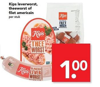 Aanbiedingen Kips leverworst, theeworst of filet americain - Kips - Geldig van 14/05/2017 tot 20/05/2017 bij Deen Supermarkten