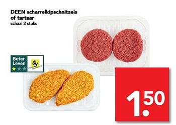 Aanbiedingen Deen scharrelkipschnitzels of tartaar - Huismerk deen supermarkt - Geldig van 14/05/2017 tot 20/05/2017 bij Deen Supermarkten