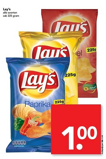 Aanbiedingen Lay`s alle soorten - Lay's - Geldig van 14/05/2017 tot 20/05/2017 bij Deen Supermarkten