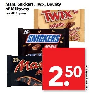Aanbiedingen Mars, snickers, twix, bounty of milkyway - Mars Snacks - Geldig van 14/05/2017 tot 20/05/2017 bij Deen Supermarkten