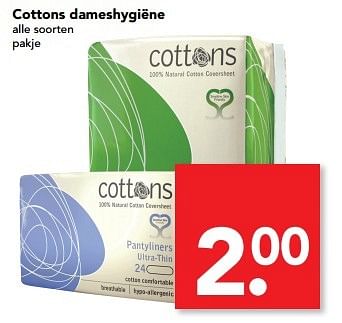 Aanbiedingen Cottons dameshygiëne - Cottons - Geldig van 14/05/2017 tot 20/05/2017 bij Deen Supermarkten