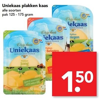 Aanbiedingen Uniekaas plakken kaas - Uniekaas - Geldig van 14/05/2017 tot 20/05/2017 bij Deen Supermarkten