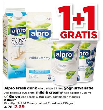 Aanbiedingen Alpro mild + creamy naturel - Alpro Soya - Geldig van 14/05/2017 tot 20/05/2017 bij Plus