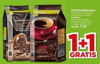 Aanbiedingen Plus espresso koffiebonen - Huismerk - Plus - Geldig van 14/05/2017 tot 20/05/2017 bij Plus