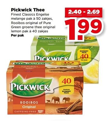 Aanbiedingen Pickwick thee - Pickwick - Geldig van 14/05/2017 tot 20/05/2017 bij Plus