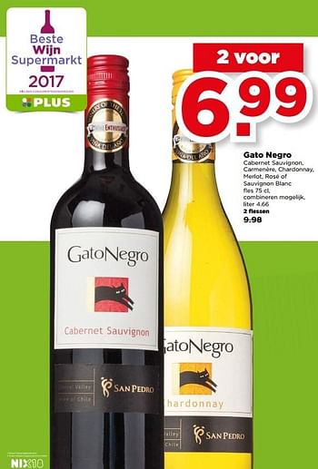 Aanbiedingen Gato negro - Rode wijnen - Geldig van 14/05/2017 tot 20/05/2017 bij Plus