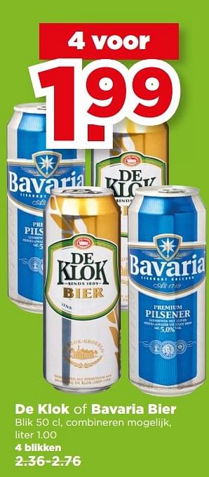 Aanbiedingen De klok of bavaria bier combineren mogelijk - Huismerk - Plus - Geldig van 14/05/2017 tot 20/05/2017 bij Plus