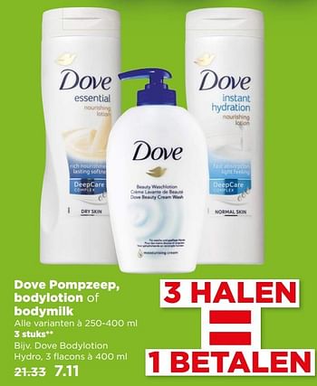 Aanbiedingen Dove bodylotion hydro - Dove - Geldig van 14/05/2017 tot 20/05/2017 bij Plus