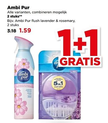 Aanbiedingen Ambi pur flush lavender + rosemary - Ambi Pur - Geldig van 14/05/2017 tot 20/05/2017 bij Plus